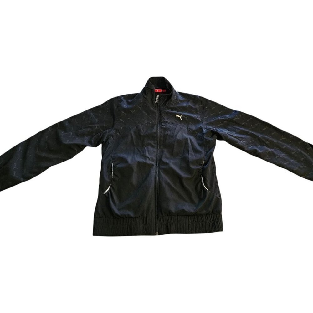 Vintage Puma Logo Track Jacket Windbreaker, Black, WMNS SZ LG